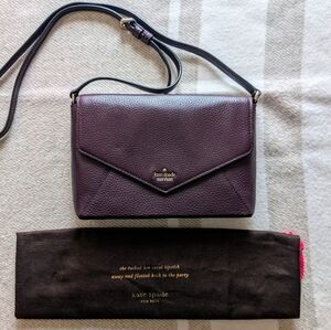Kate Spade New York Purple Pebbled Leather Crossbody Envelope Shoulder Purse